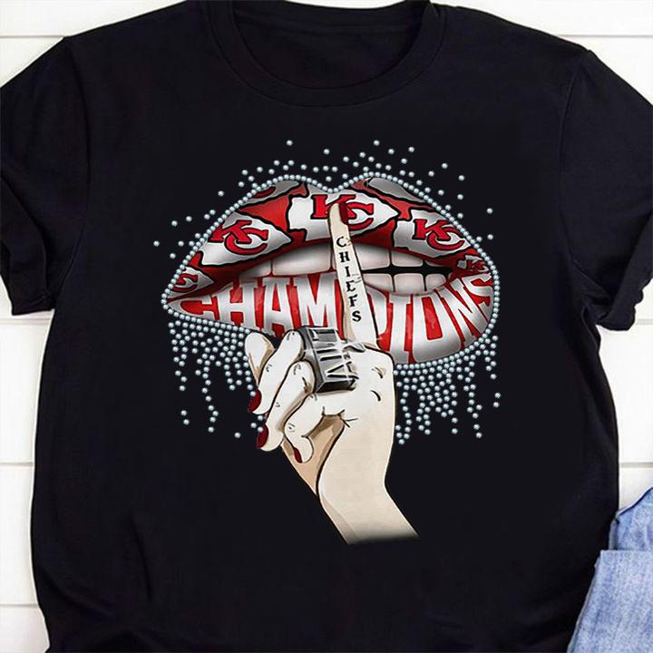 Lips Diamond Kansas City Chiefs Champions Super Bowl t-shirt 1