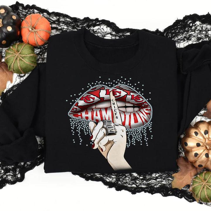 Lips Diamond Kansas City Chiefs Champions Super Bowl t-shirt