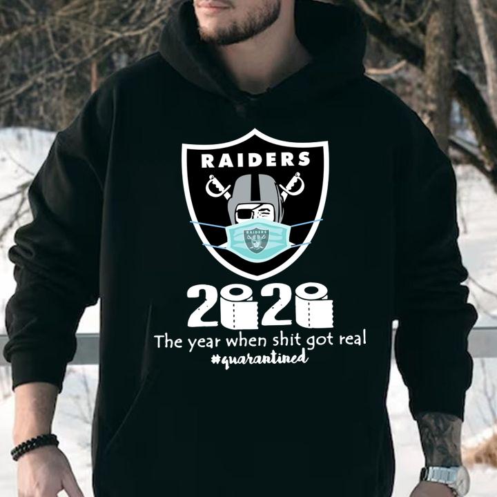 Oakland Raiders 2020 The Year When Shit Got Real Quarantined Toilet Paper Mask Covid 19 t-shirt