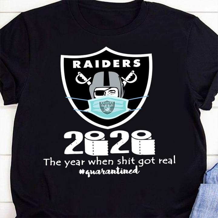 Oakland Raiders 2020 The Year When Shit Got Real Quarantined Toilet Paper Mask Covid 19 t-shirt 1