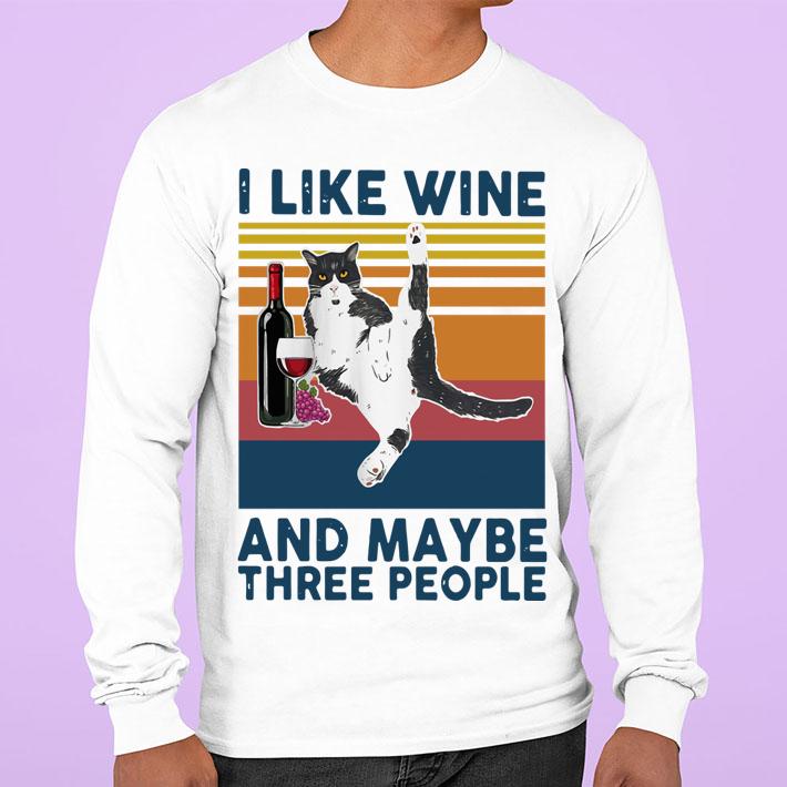 Vintage I Like Wine And Maybe Three People Cat t-shirt