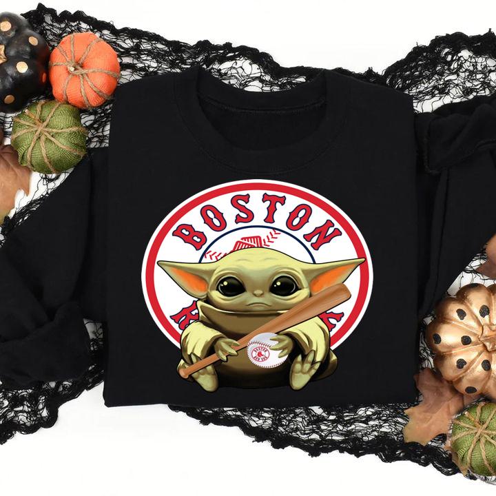Baseball Baby Yoda Boston Red Sox t-shirt