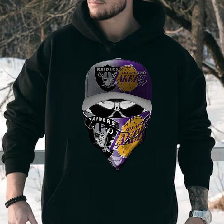 Skull Face Mask Oakland Raiders And Los Angeles Lakers t-shirt