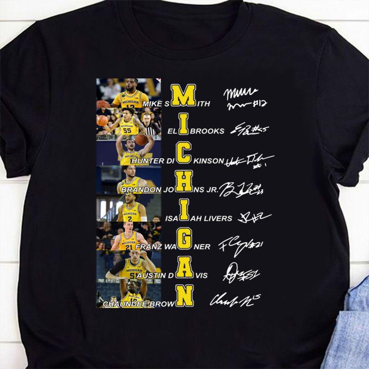 Michigan Wolverines Men's Basketball Roster Signatures t-shirt 8