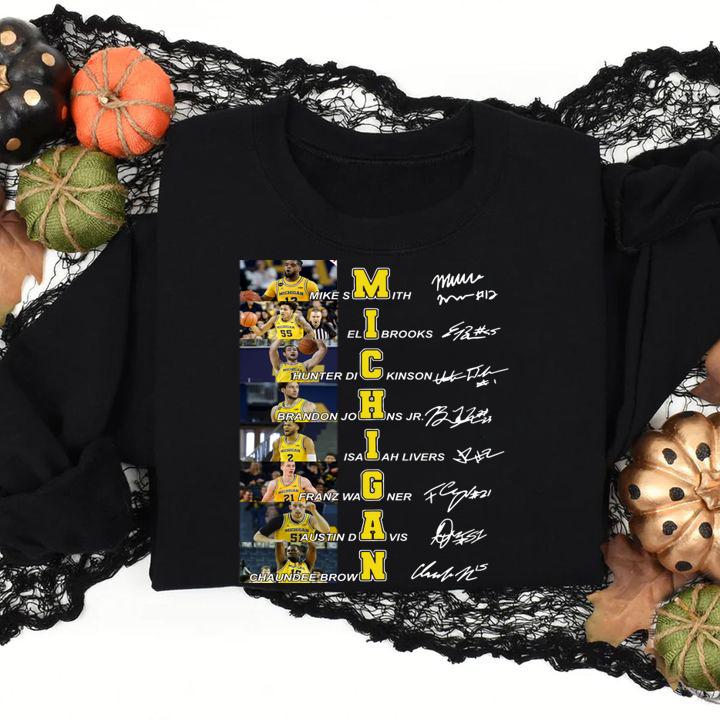 Michigan Wolverines Men's Basketball Roster Signatures t-shirt