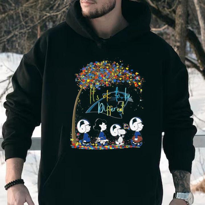 Carolina Panthers Peanuts Snoopy Autism Awareness its ok to be different t-shirt