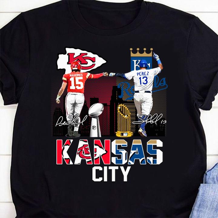Kansas City Patrick Mahomes and Salvador Pérez signatures t-shirt 10