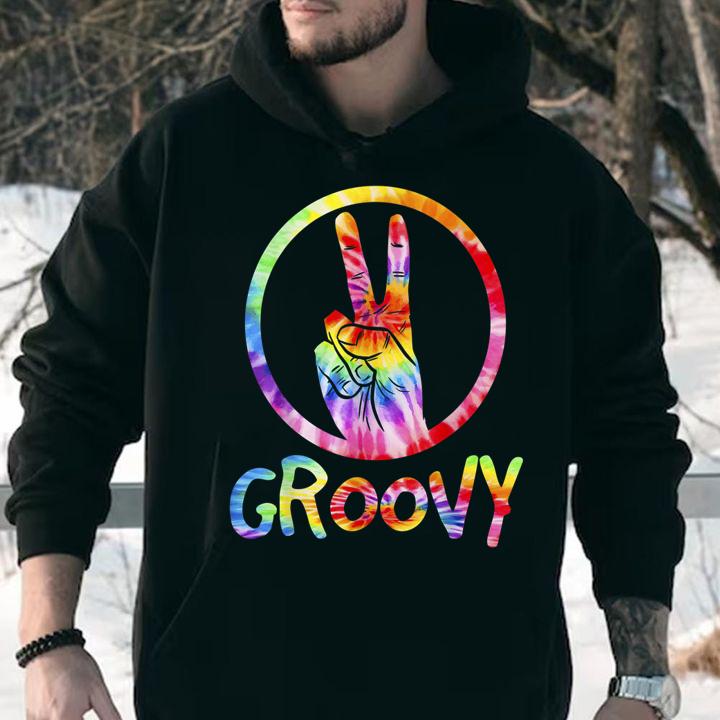 Groovy Tie Dye Vintage 70s Colorful Hand t-shirt
