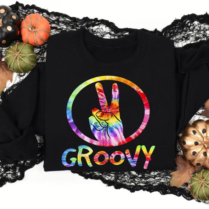 Groovy Tie Dye Vintage 70s Colorful Hand t-shirt