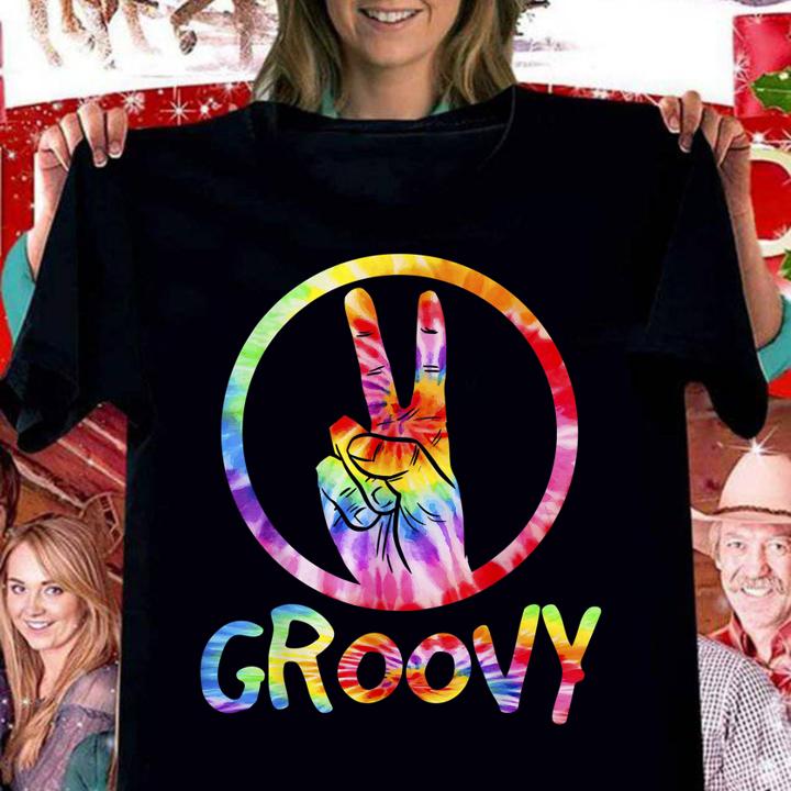 Groovy Tie Dye Vintage 70s Colorful Hand t-shirt