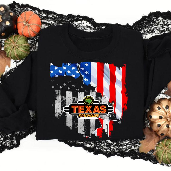 Texas Roadhouse American Flag Independence Day t-shirt
