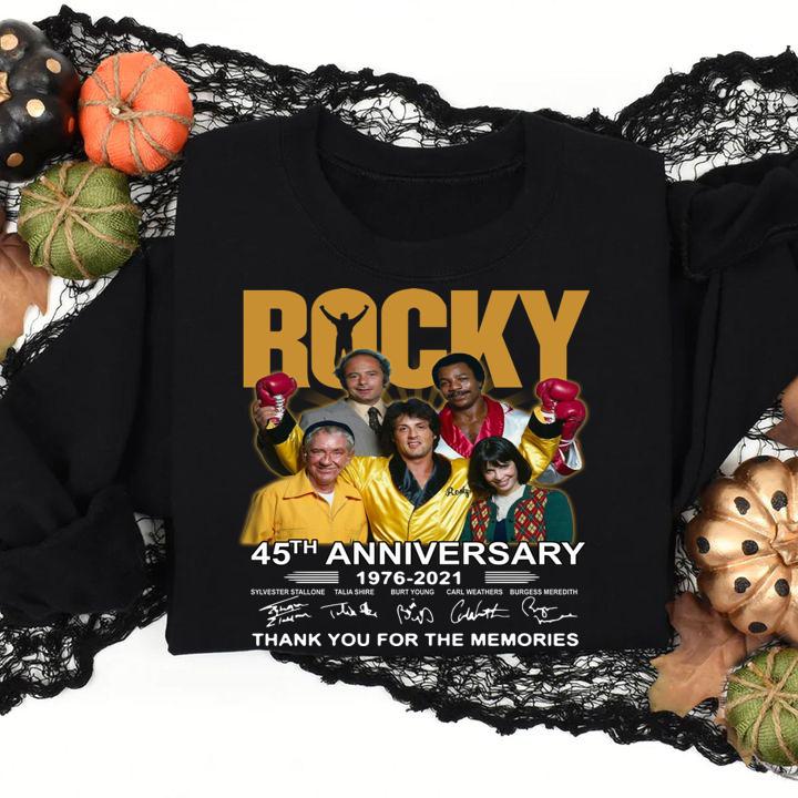 Rocky 45th anniversary 1976-2021 signatures thank you for the memories t-shirt