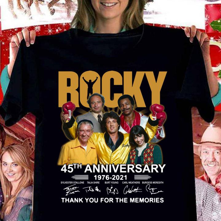 Rocky 45th anniversary 1976-2021 signatures thank you for the memories t-shirt
