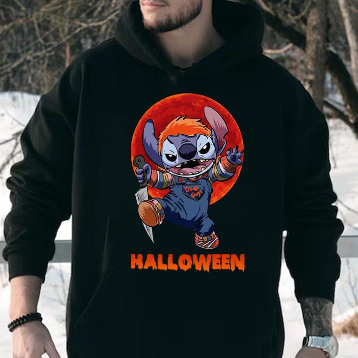 Top Chucky Stitch Good Guys Blood Moon Halloween t-shirt