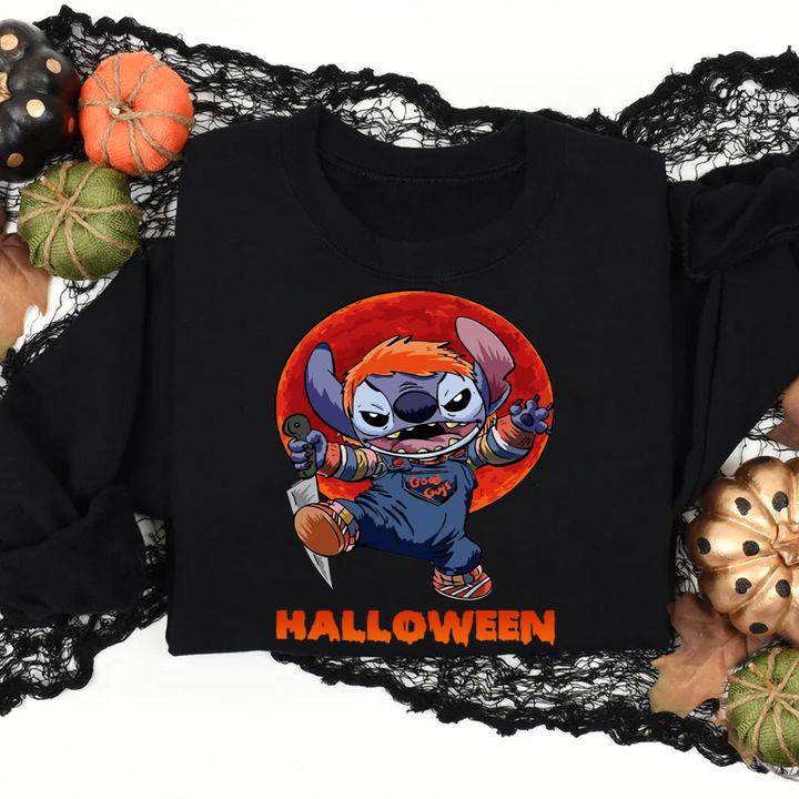 Top Chucky Stitch Good Guys Blood Moon Halloween t-shirt