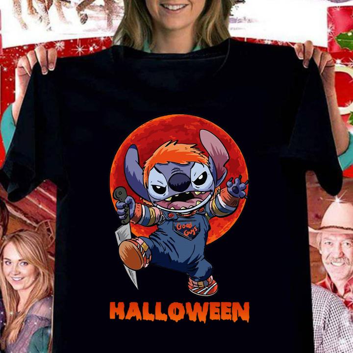 Top Chucky Stitch Good Guys Blood Moon Halloween t-shirt