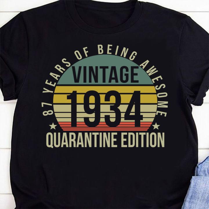 87th Birthday Retro Limited Edition 1934 Quarantine Birthday Classic t-shirt 1