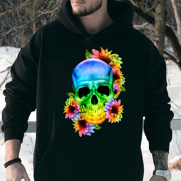 Lgbt Skull Sunflower Rainbow t-shirt