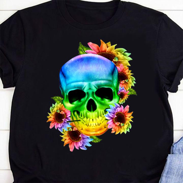 Lgbt Skull Sunflower Rainbow t-shirt 2