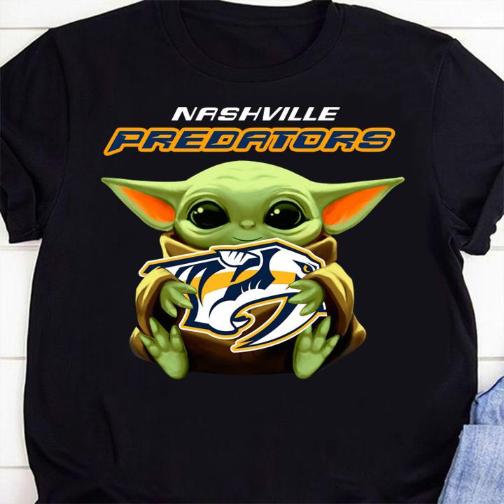 Star Wars Baby Yoda Hug NHL Nashville Predators t-shirt 1