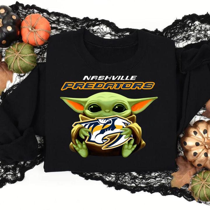 Star Wars Baby Yoda Hug NHL Nashville Predators t-shirt