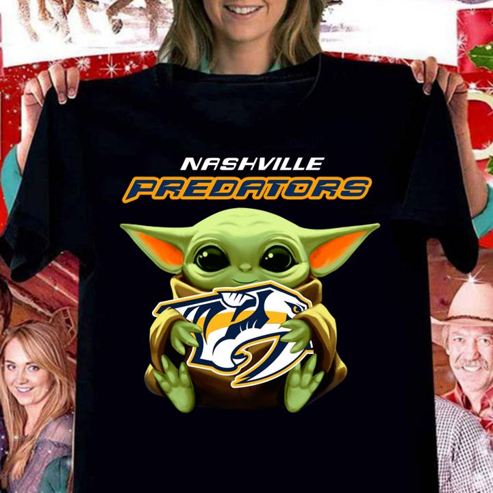 Star Wars Baby Yoda Hug NHL Nashville Predators t-shirt