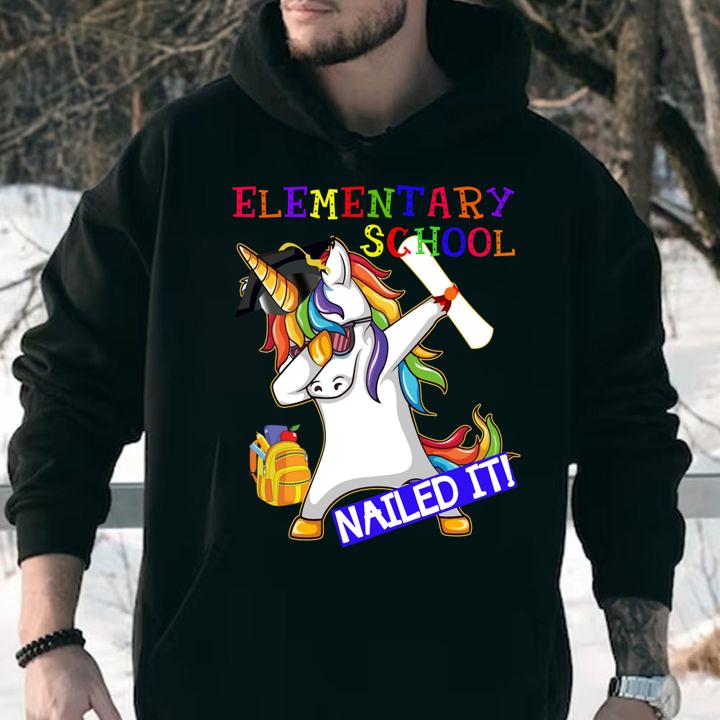 Dabbing Unicorn Elementary School Nailed It Graduation t-shirt