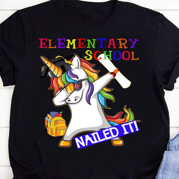 Dabbing Unicorn Elementary School Nailed It Graduation t-shirt 2
