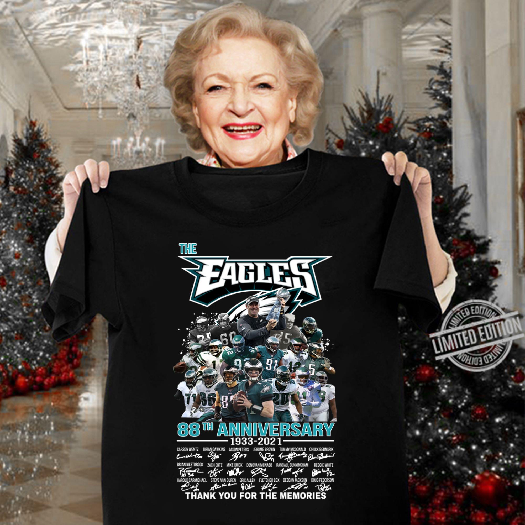The Philadelphia Eagles 88th Anniversary 1933 2021 Thank You For The Memories Signatures t-shirt
