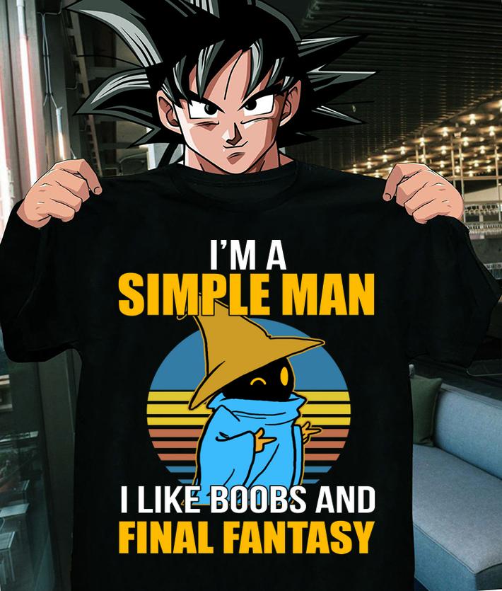 Black Mage I'm a simple man i like boobs and Final Fantasy t-shirt