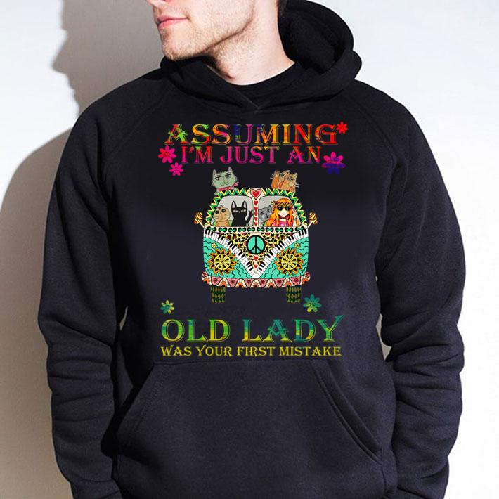 Girl And Cat Hippie Assuming I'm Just An Old Lady Was Your First Mistake t-shirt
