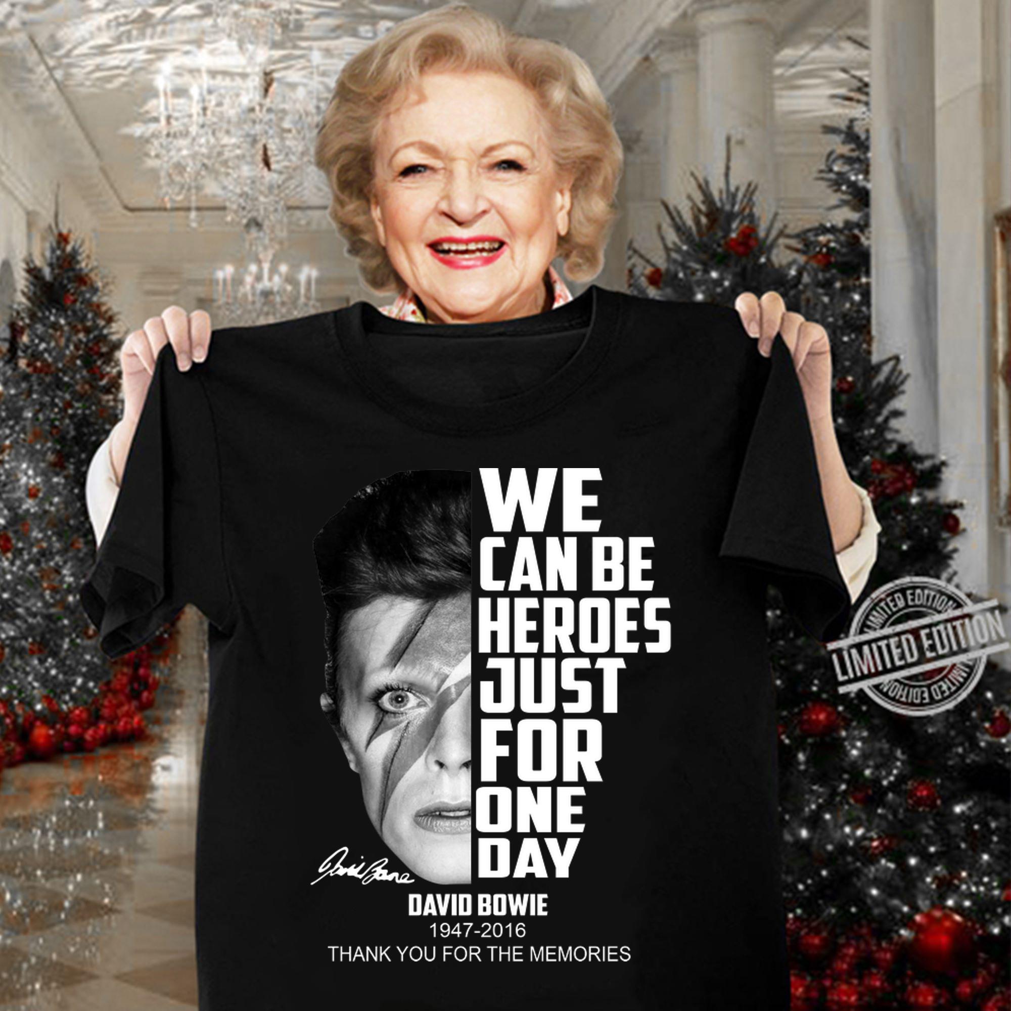David Bowie 1947-2016 we can be heroes just for one day t-shirt David Bowie 1947-2016 we can be heroes just for one day t-shirt