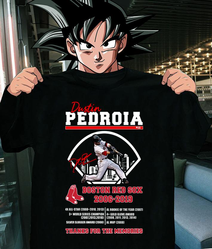 Dustin Pedroia Signature Boston Red Sox 2006-2019 Thanks For The Memories t-shirt