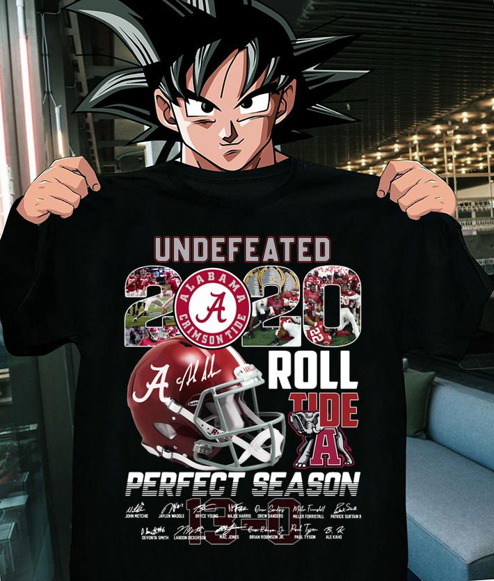 Undefeated Alabama Crimson Tide 2020 Roll Tide Perfect Season signatures t-shirt