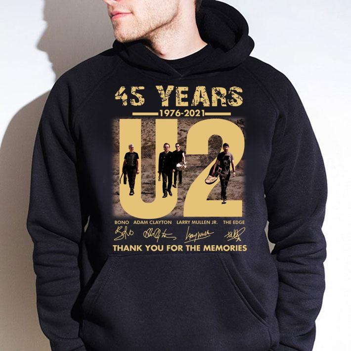 U2 band 45 years 1976-2021 signatures thank you for the memories t-shirt