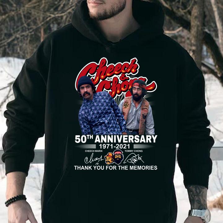 Cheech & Chong 50th anniversary 1971-2021 signatures thank you for the memories t-shirt