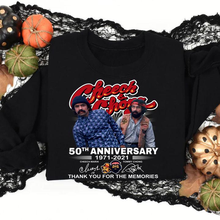 Cheech & Chong 50th anniversary 1971-2021 signatures thank you for the memories t-shirt