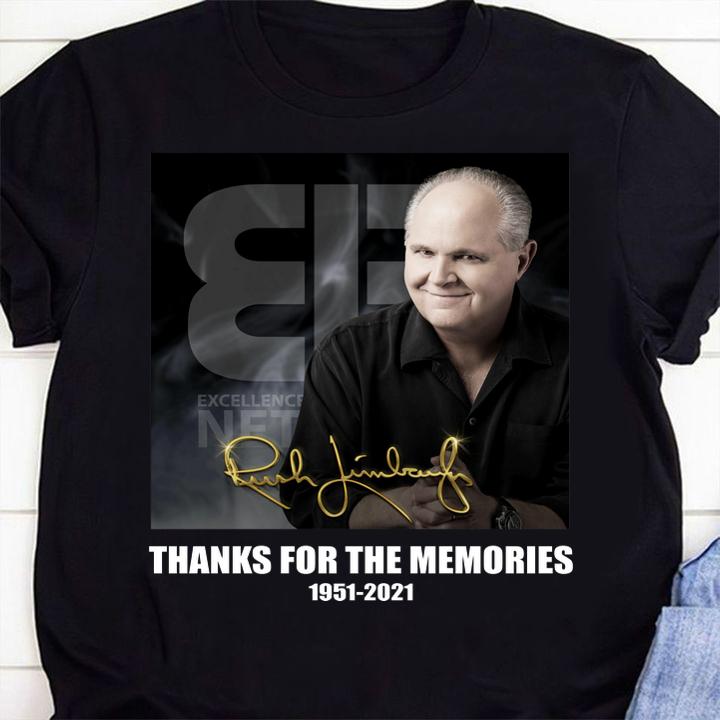 RIP Rush Limbaugh 1951-2021 signature thanks for the memories t-shirt 1 Clothing, Fathers Day T-shirt