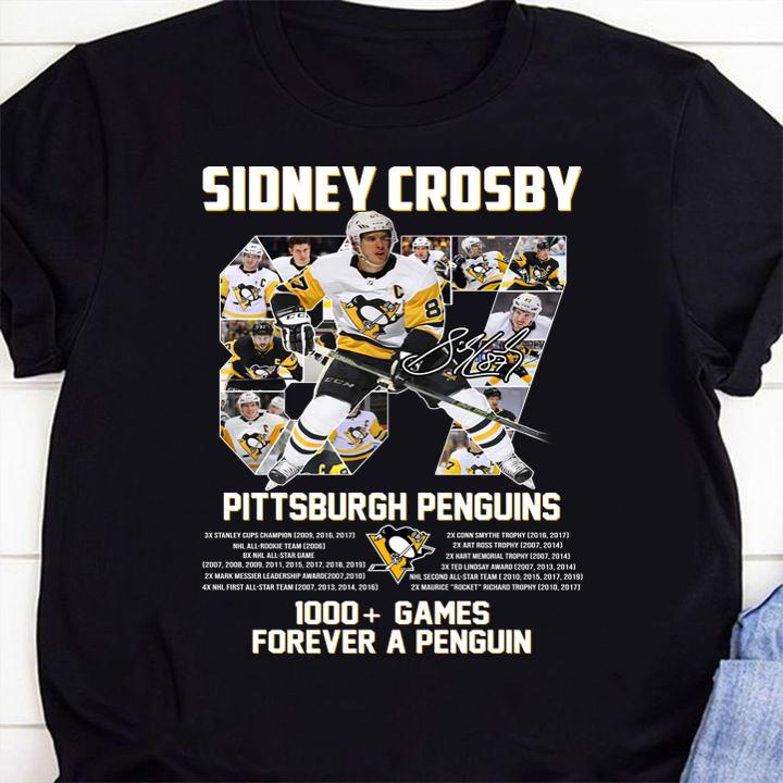 87 Sidney Crosby Pittsburgh Penguins 1000 Games Forever A Penguins t-shirt 1 Clothing, Fathers Day T-shirt
