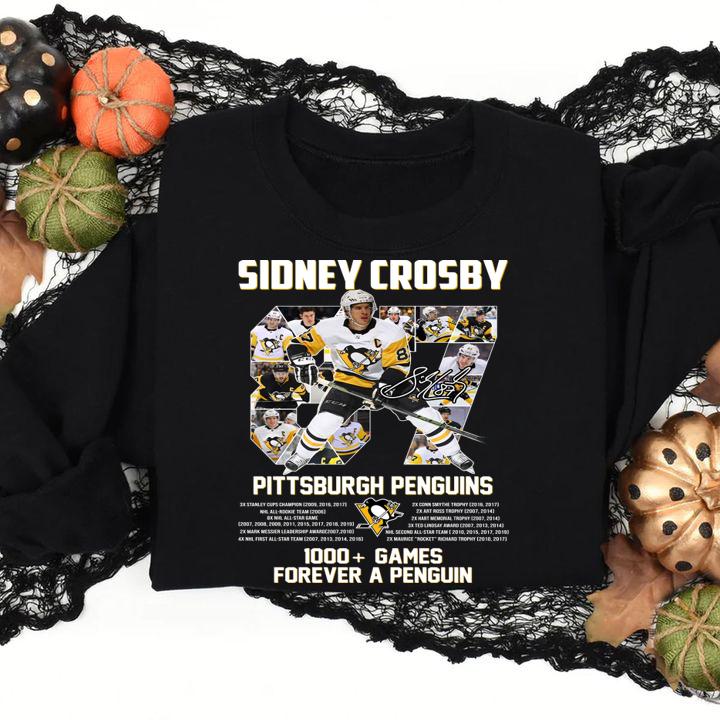 87 Sidney Crosby Pittsburgh Penguins 1000 Games Forever A Penguins t-shirt