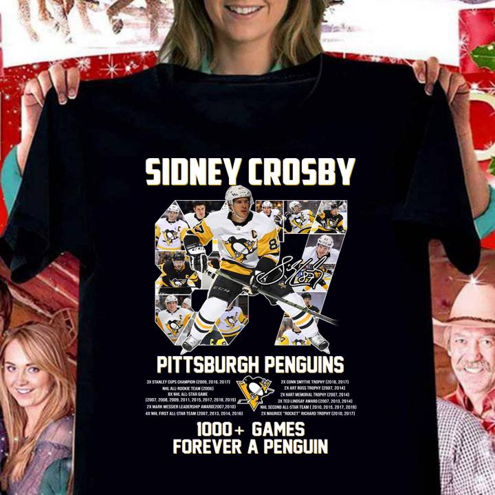 87 Sidney Crosby Pittsburgh Penguins 1000 Games Forever A Penguins t-shirt