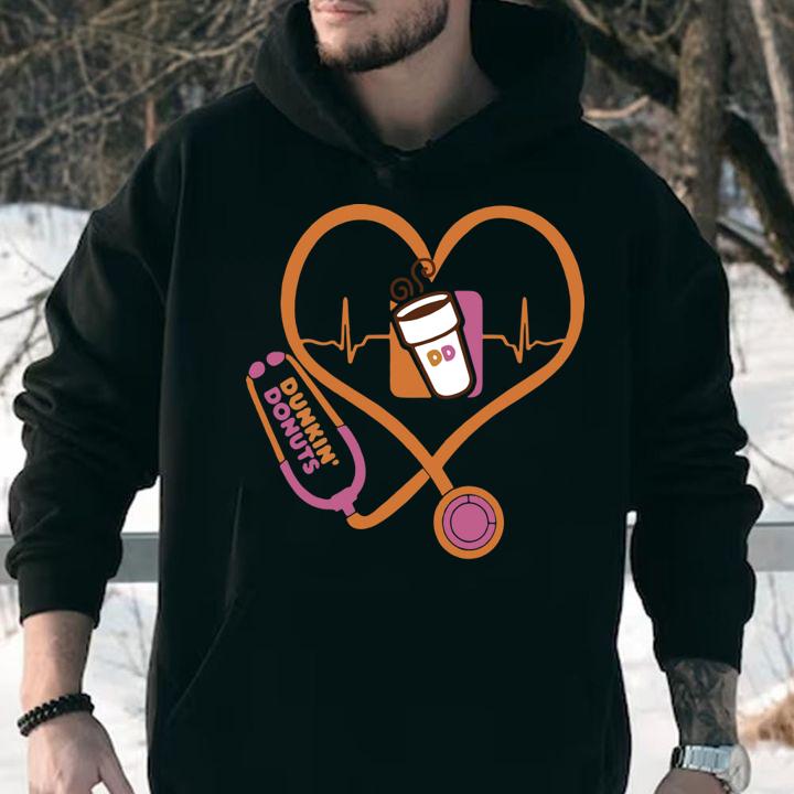 Nurse Stethoscope Dunkin Donuts Heartbeat t-shirt
