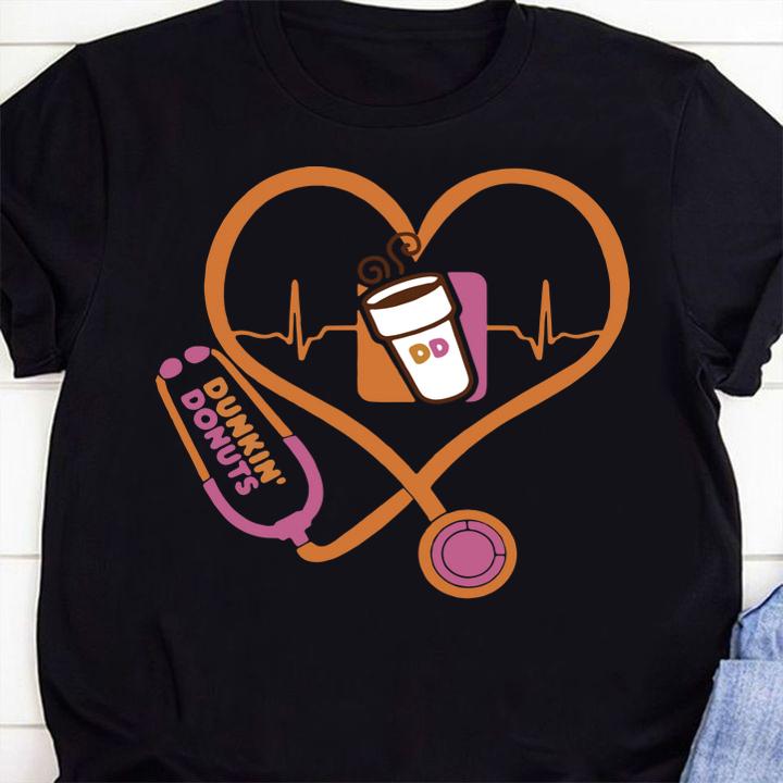 Nurse Stethoscope Dunkin Donuts Heartbeat t-shirt 1 Clothing, Fathers Day T-shirt