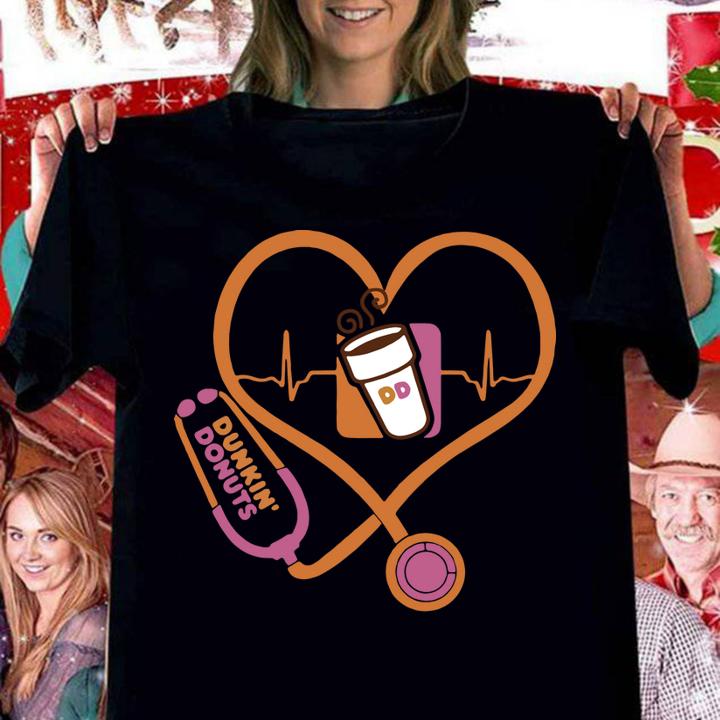 Nurse Stethoscope Dunkin Donuts Heartbeat t-shirt