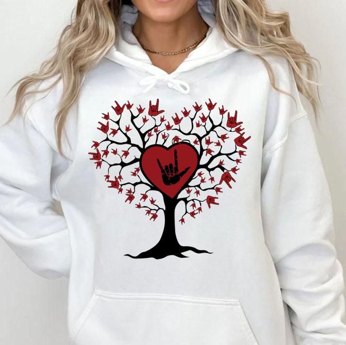 Premium Asl Heart Tree Sign Language I Love You t-shirt