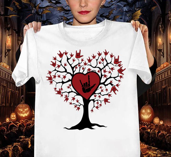Premium Asl Heart Tree Sign Language I Love You t-shirt