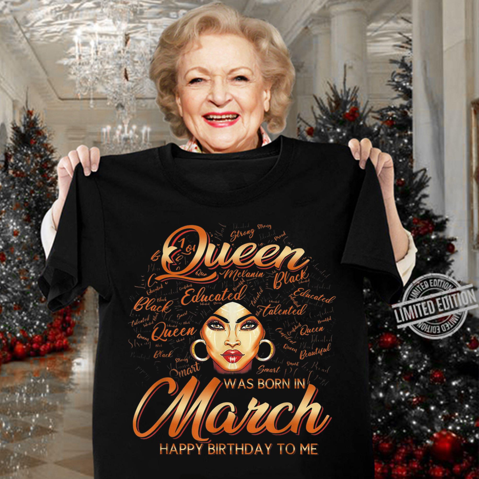 Pisces Girls Black Queen Was Born In March t-shirt