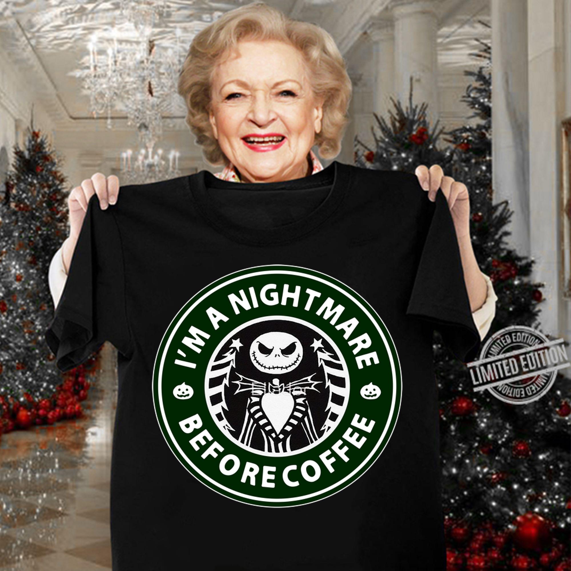 Starbucks Jack Skellington I'm A Nightmare Before Coffee t-shirt