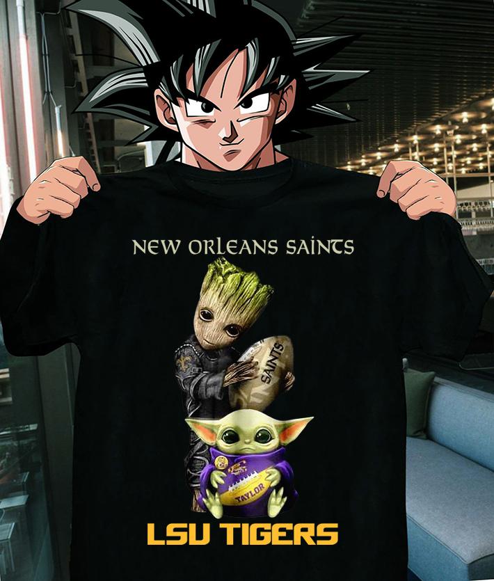 Baby Groot And Baby Yoda New Orleans Saints Lsu Tigers t-shirt