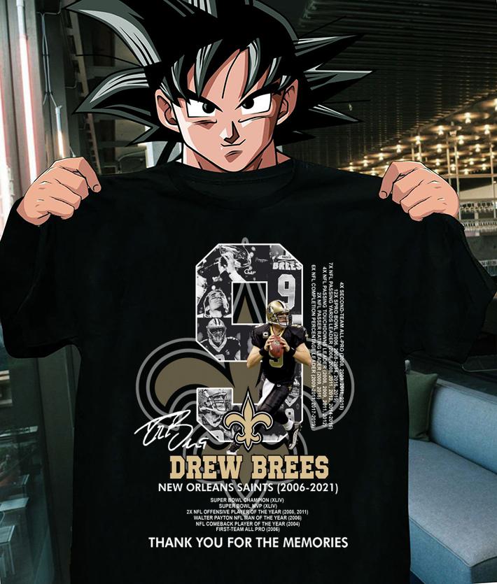 Official 2021 Drew Brees New Orleans Saints Signature Thank You For The Memories t-shirt